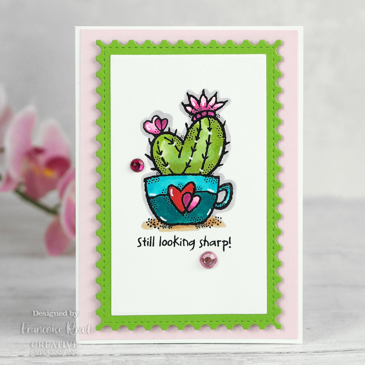 Woodware Clear Singles Heart Cactus 3.8 in x 2.6 in Stamp