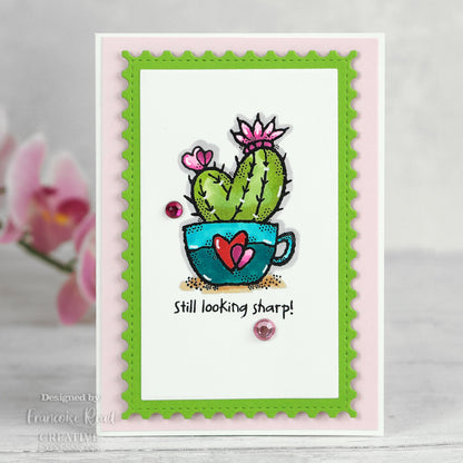 Woodware Clear Singles Heart Cactus 3.8 in x 2.6 in Stamp