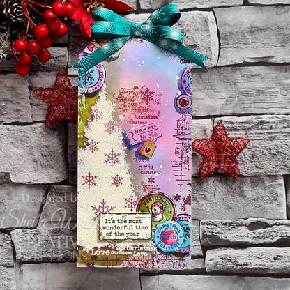 Woodware Clear Singles Snow Frosted Tree 4 in x 6 in Stamp Set