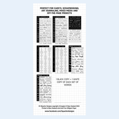 3Quarter Designs Fussy Cutting Pack - Lots of Words