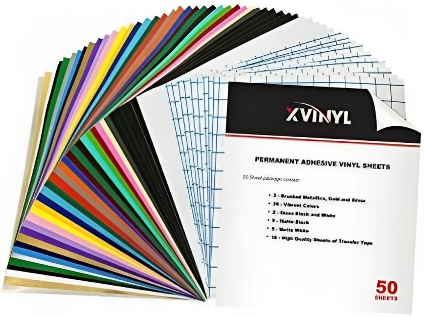 XVinyl Permanent Adhesive Vinyl Sheets Multi Color Starter Pack  (50-12" x 12" Sheets)