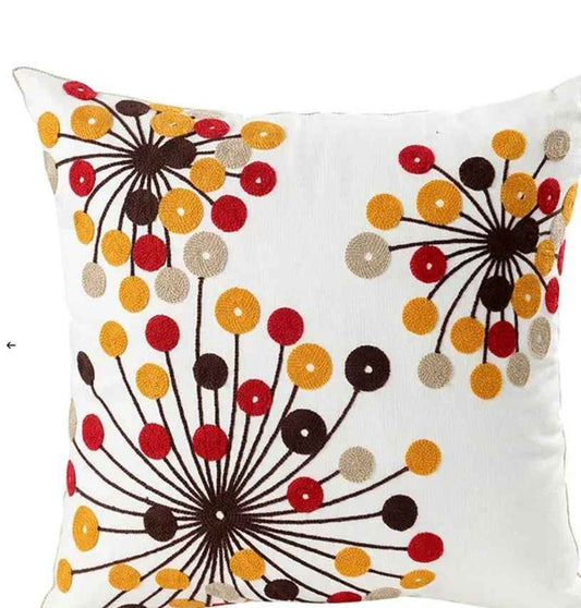 Decorative Floral Embroidered Pillow Cover