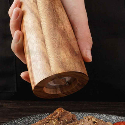 Acacia Wood & Ceramic Spice Grinder – Round Head Manual Seasoning Mill