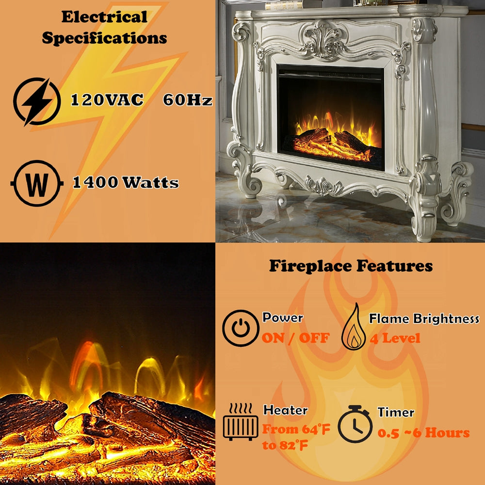 Gilded Antique Luxury Fireplace - Antique White
