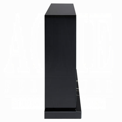 Noir Mirrored Mantel Fireplace - Black