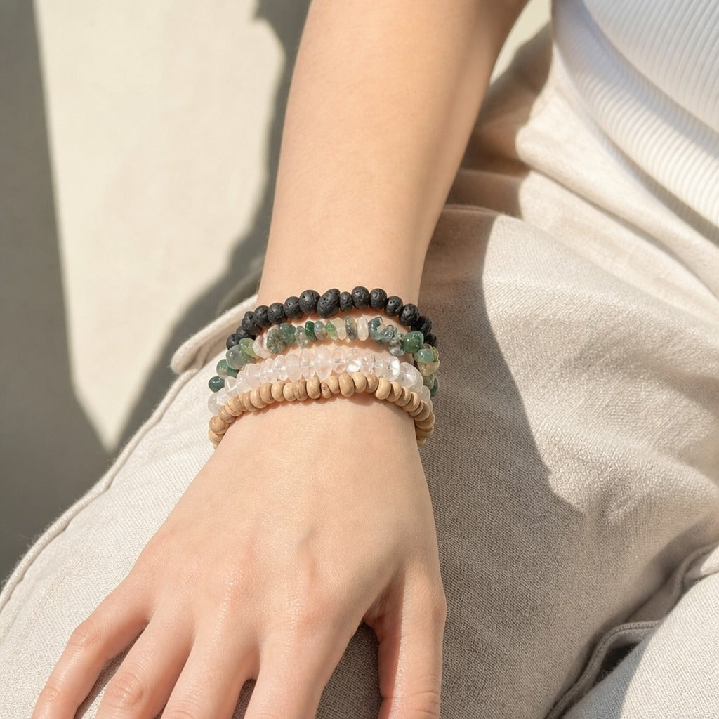 Agate Green Moss Chip Bracelet