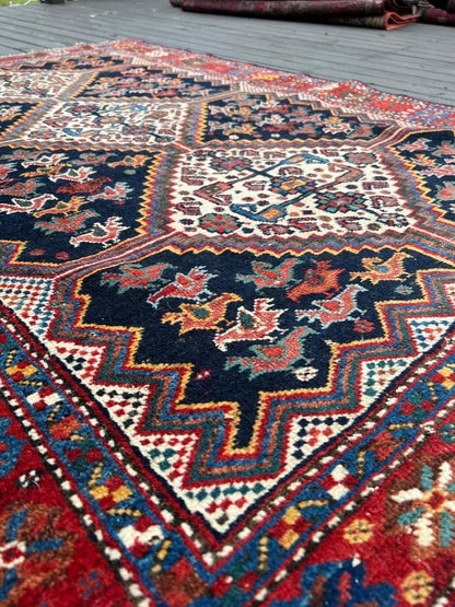 Antique Persian Khamseh Rug | 5' 9"  x 4' 1"