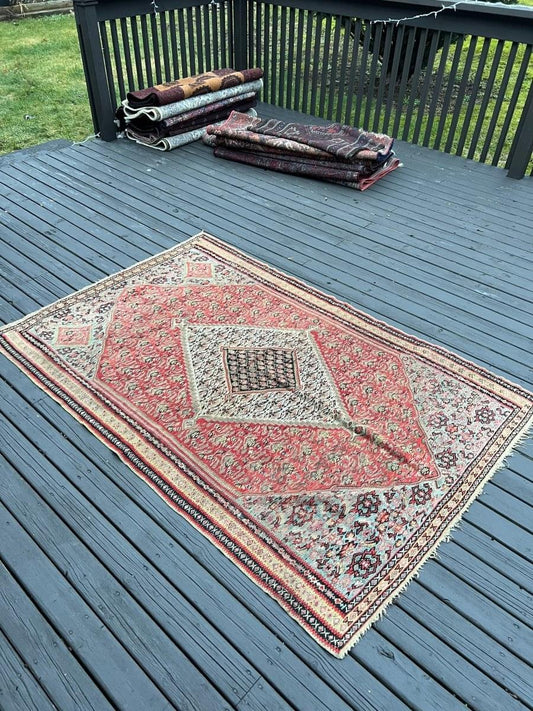 Antique Persian Senneh Kilim | 6' 3" x 4' 2"