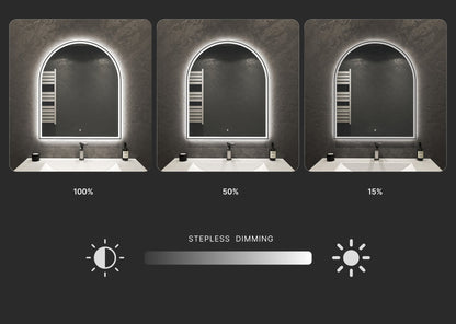 30" x 36" Arched LED Bathroom Mirror with Black Metal Frame