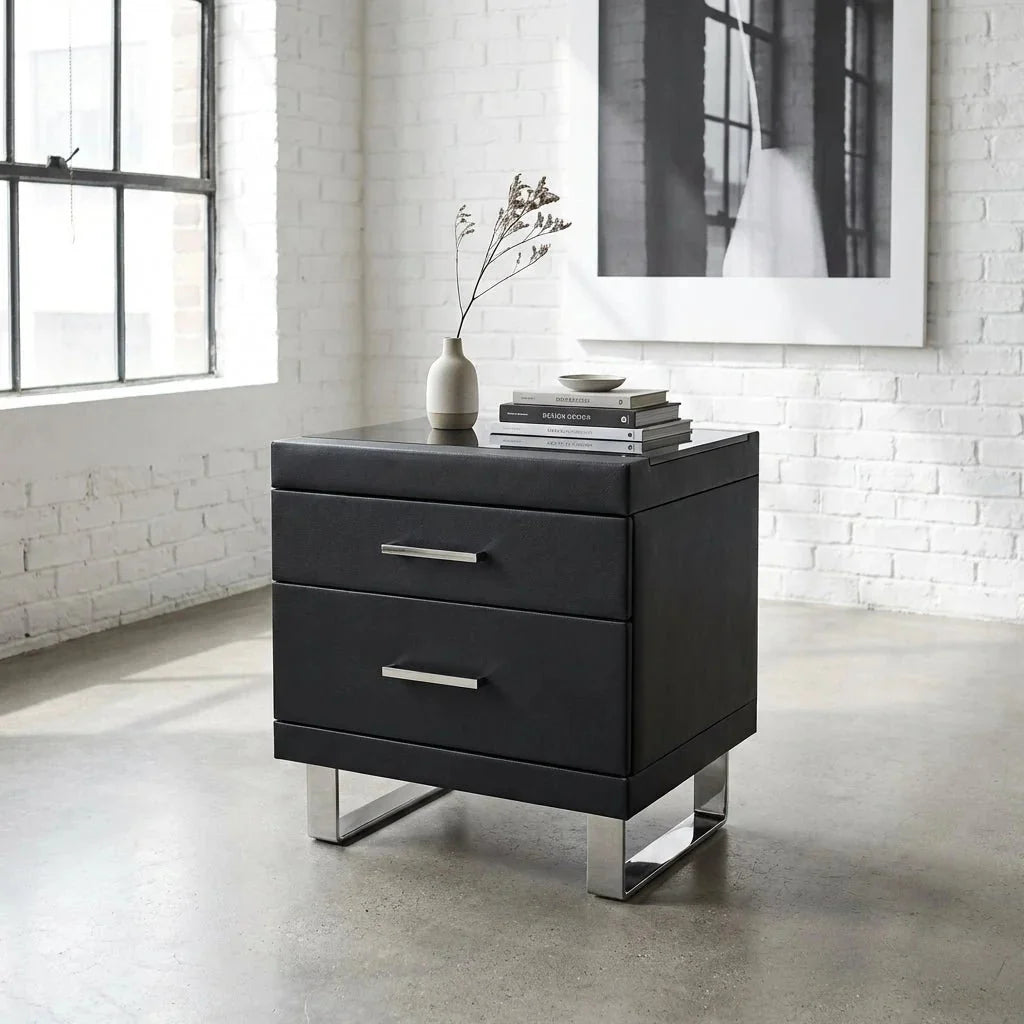 Aries Minimalist Brown Leather Bed