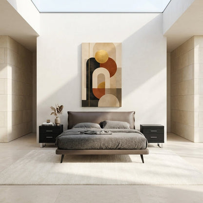 Aries Minimalist Brown Leather Bed