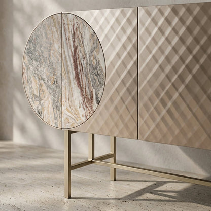 Art-déco-Metall-Sideboard mit Edelstahlfuß