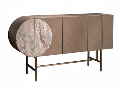 Art-déco-Metall-Sideboard mit Edelstahlfuß