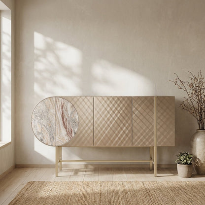 Art-déco-Metall-Sideboard mit Edelstahlfuß