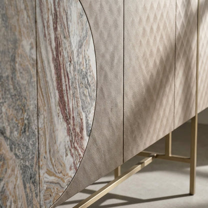 Art-déco-Metall-Sideboard mit Edelstahlfuß