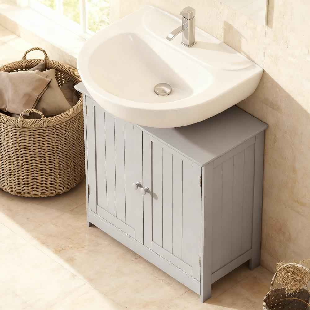 Modern Under Sink Bathroom Cabinet – MDF Vanity Storage Cabinet with Adjustable Shelf