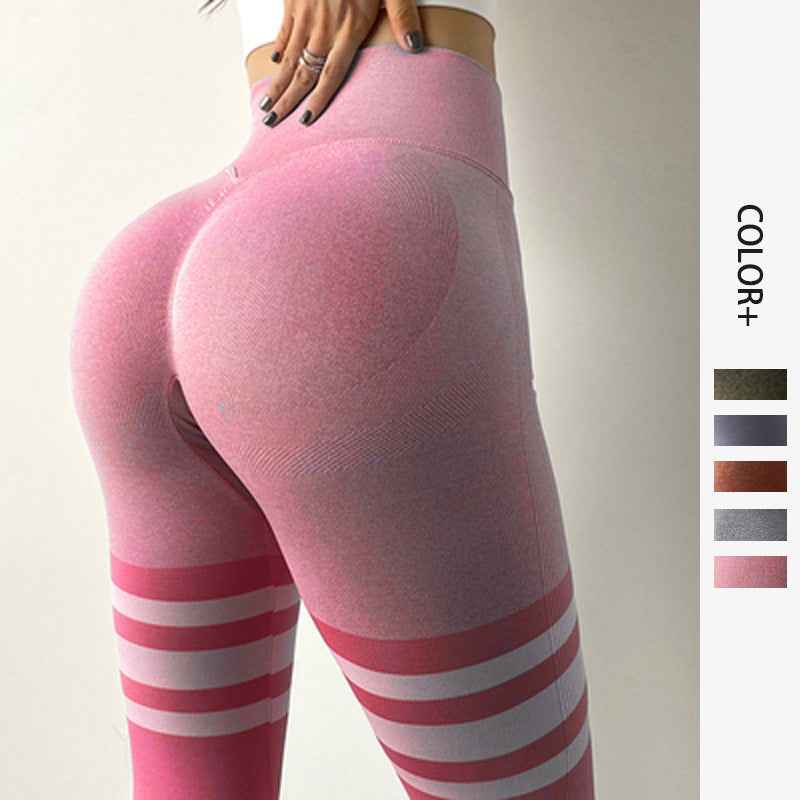 Women’s Striped Fitness Leggings – High-Waisted Tummy Control Gym & Yoga Pants