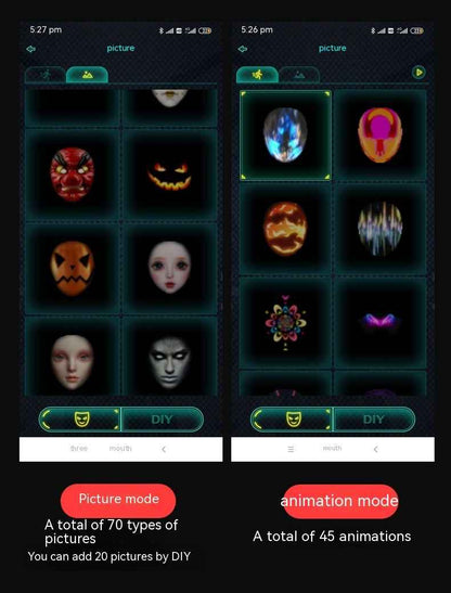LED Luminous Face Mask – Full-Color Changing Rechargeable Halloween Party Mask