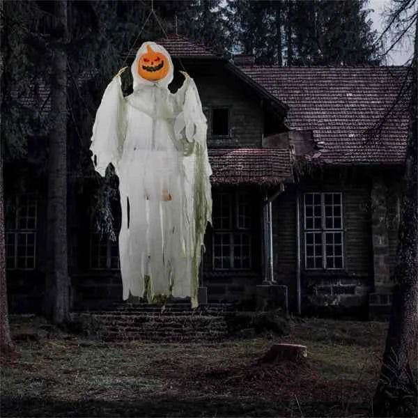 Halloween Pumpkin Ghost Prop – Animated Sound Activated Decoration with LED Red Eyes (Only United States Delivery)