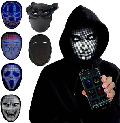 LED Luminous Face Mask – Full-Color Changing Rechargeable Halloween Party Mask