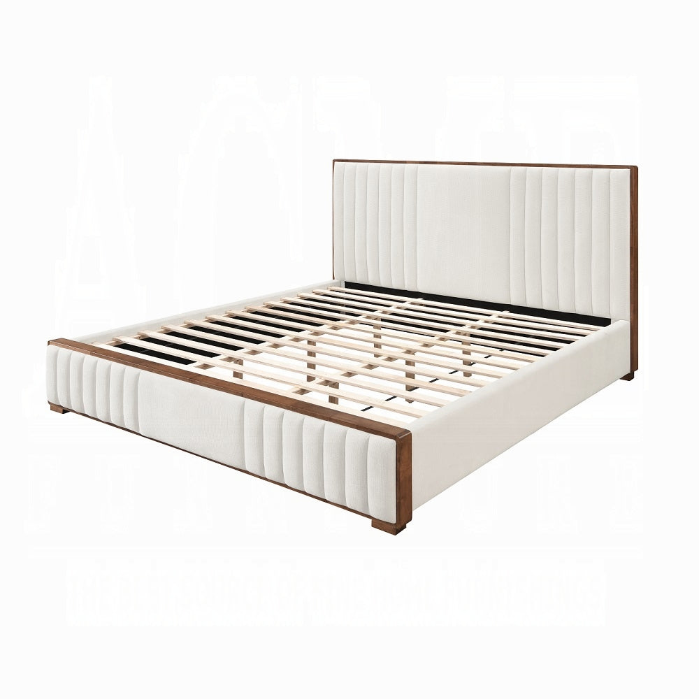 Mahi Polsterbett-Plattform - Beige/Walnuss