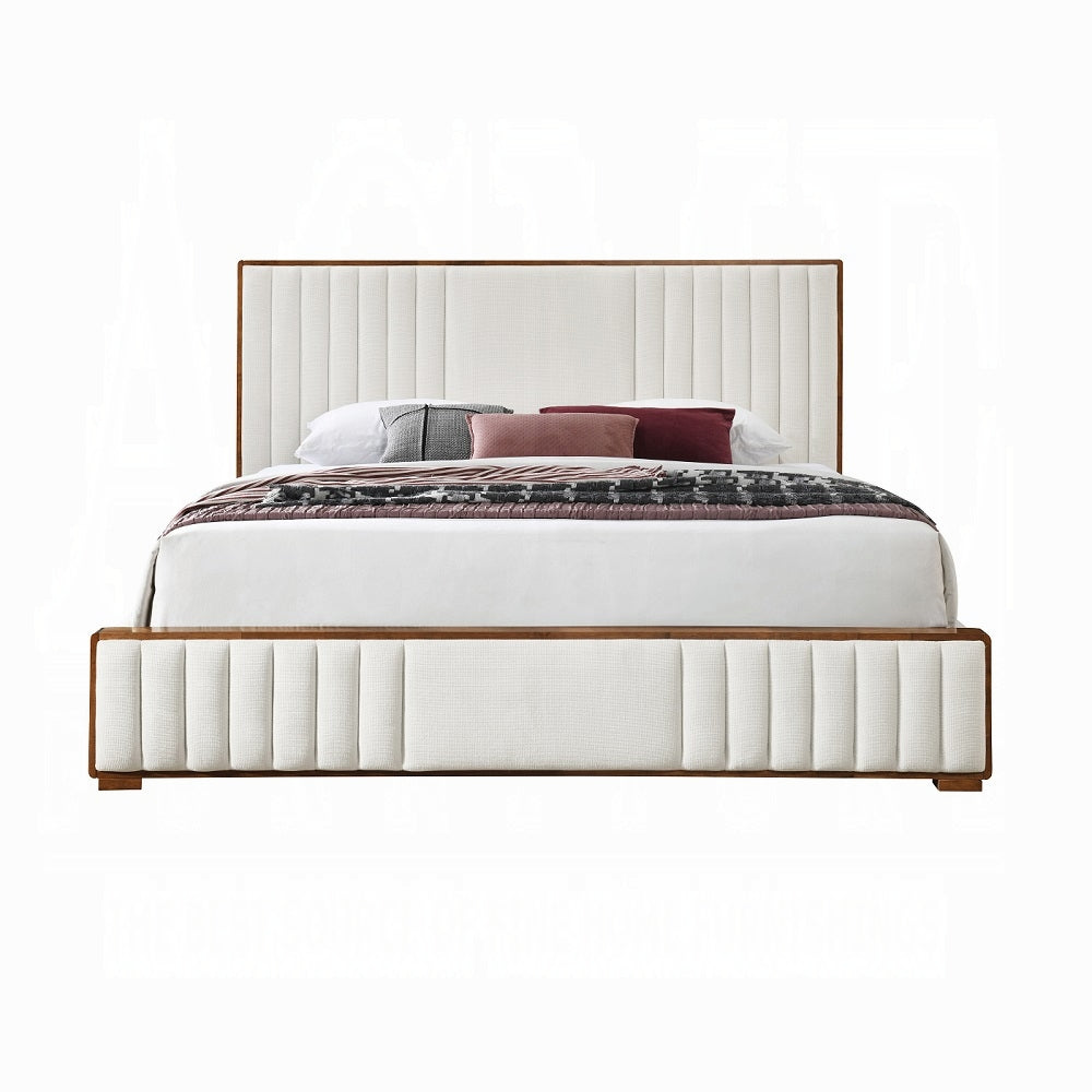 Mahi Polsterbett-Plattform - Beige/Walnuss