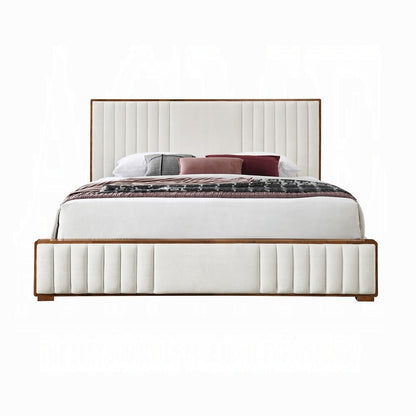 Mahi Polsterbett-Plattform - Beige/Walnuss