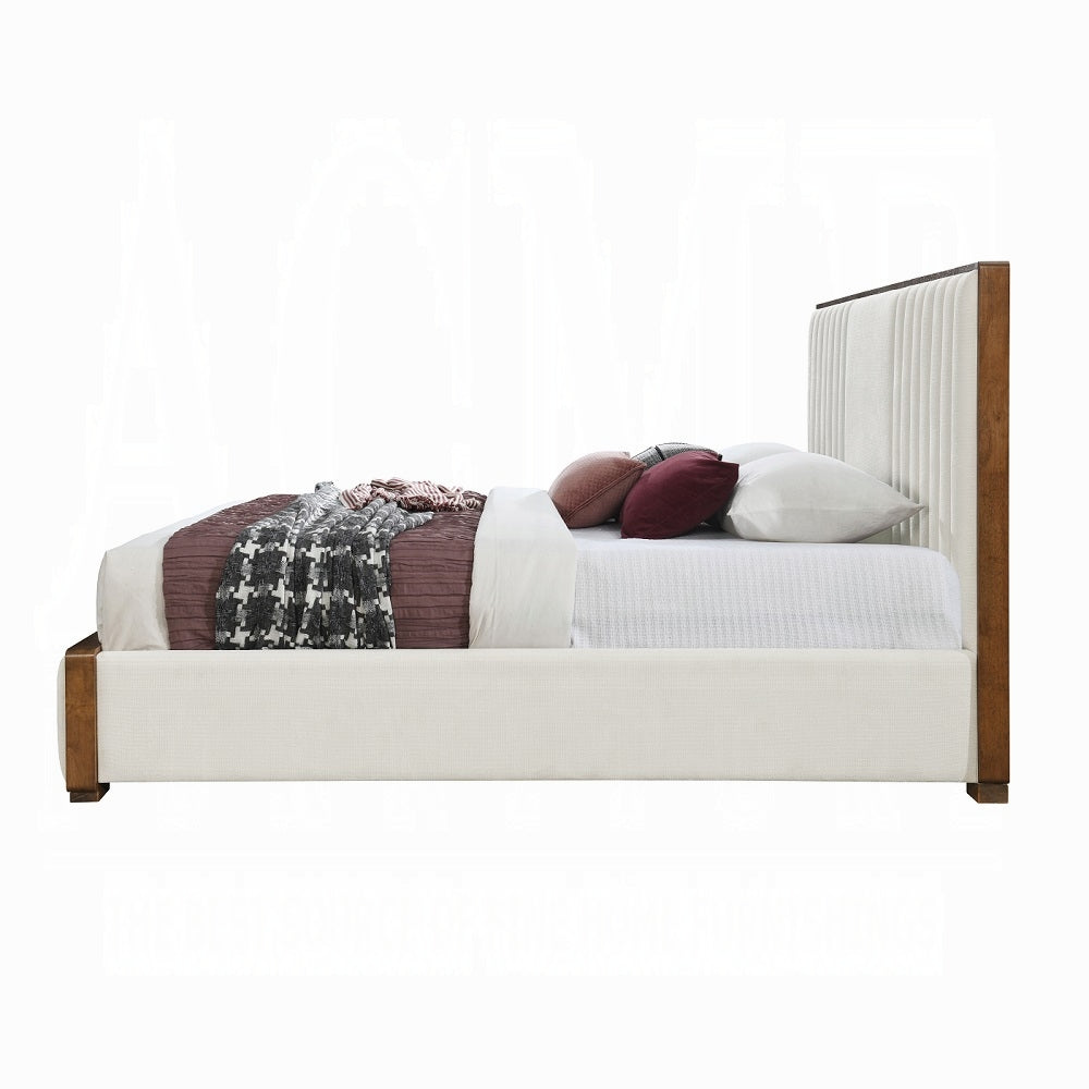 Mahi Polsterbett-Plattform - Beige/Walnuss