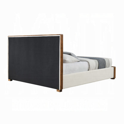 Mahi Polsterbett-Plattform - Beige/Walnuss