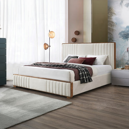 Mahi Polsterbett-Plattform - Beige/Walnuss