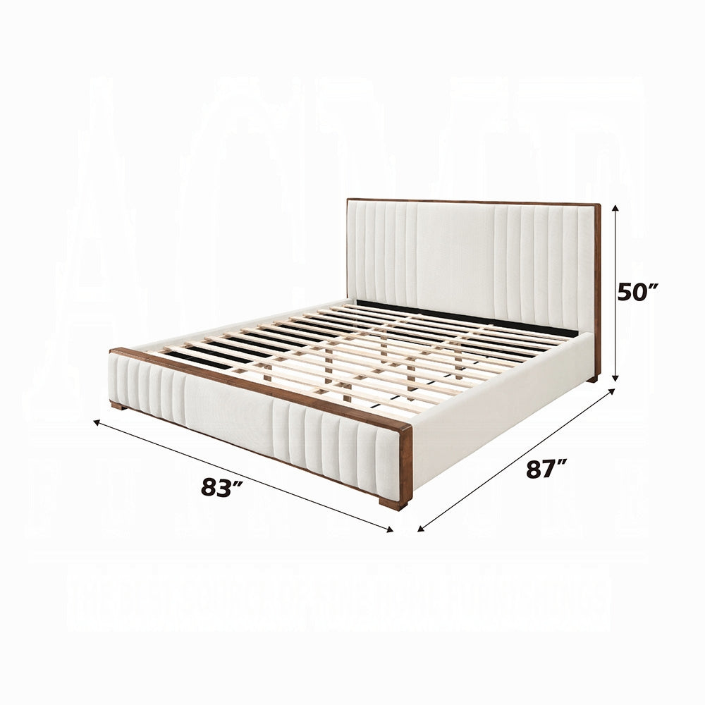 Mahi Polsterbett-Plattform - Beige/Walnuss