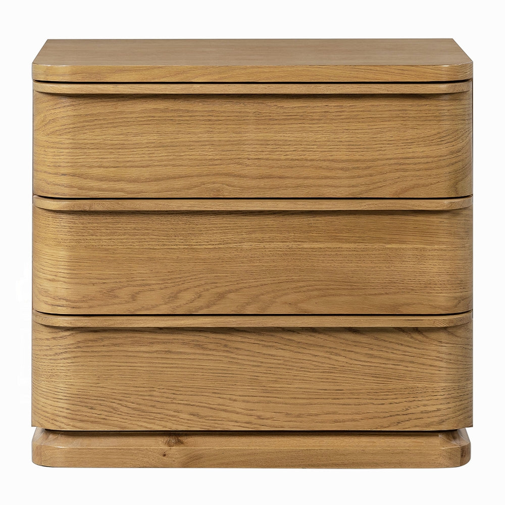 Yami 3 Drawer Wood Nightstand - Beige Oak