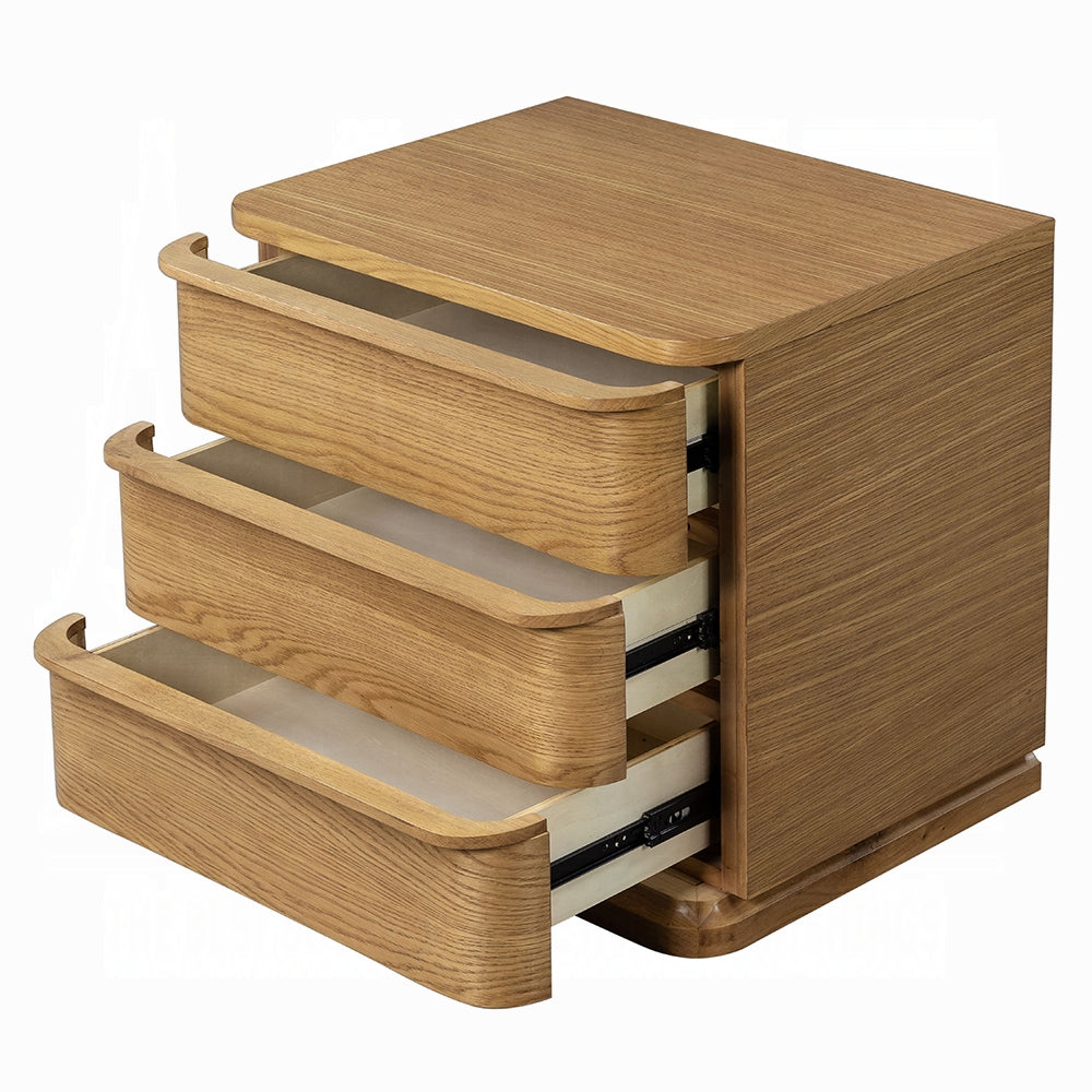 Yami 3 Drawer Wood Nightstand - Beige Oak