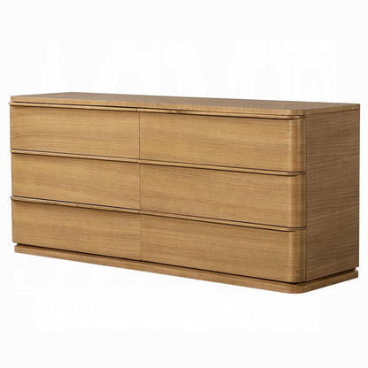 Yami 6 Drawer Wide Wooden Dresser - Beige Oak