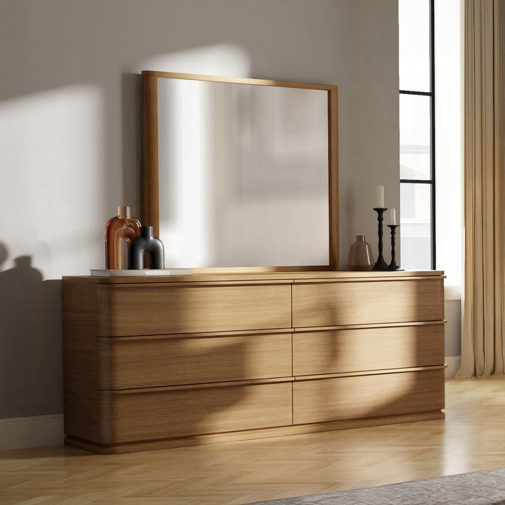 Yami Curved Dresser Mirror - Beige Oak