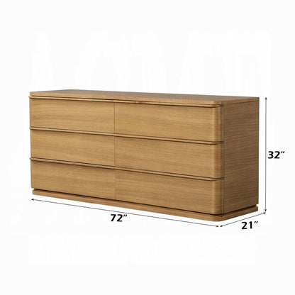 Yami 6 Drawer Wide Wooden Dresser - Beige Oak