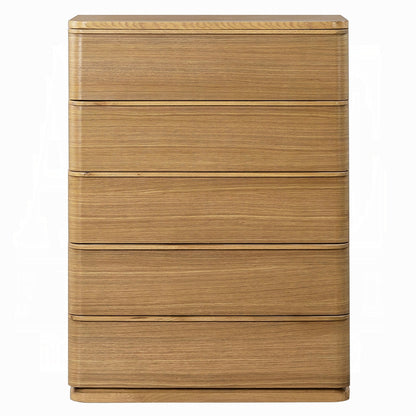 Yami 5 Drawer Tall Wooden Chest - Beige Oak