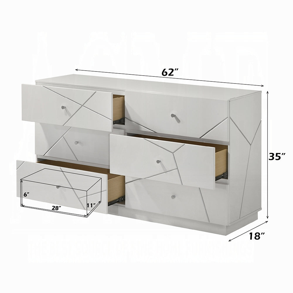 Pearl High Gloss Storage Dresser - White