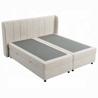 Moni Upholstered Lift Storage Queen Bed - Beige