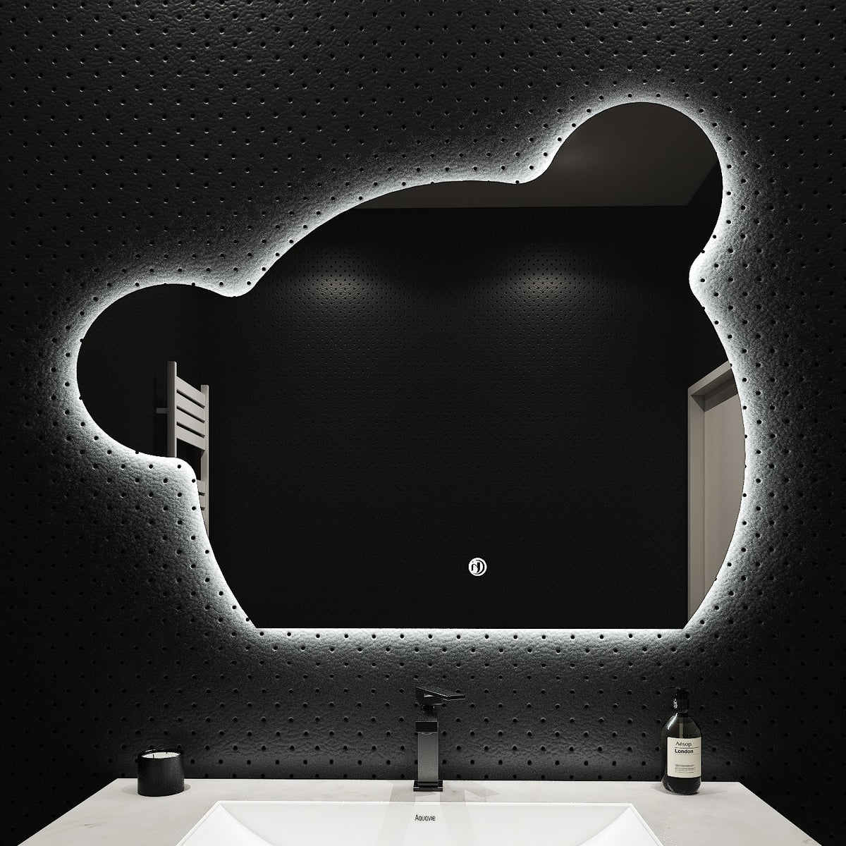 40" x 32" Bear Glow LED Bathroom Mirror, Wave Sensor, Anti-Fog, Dimmable