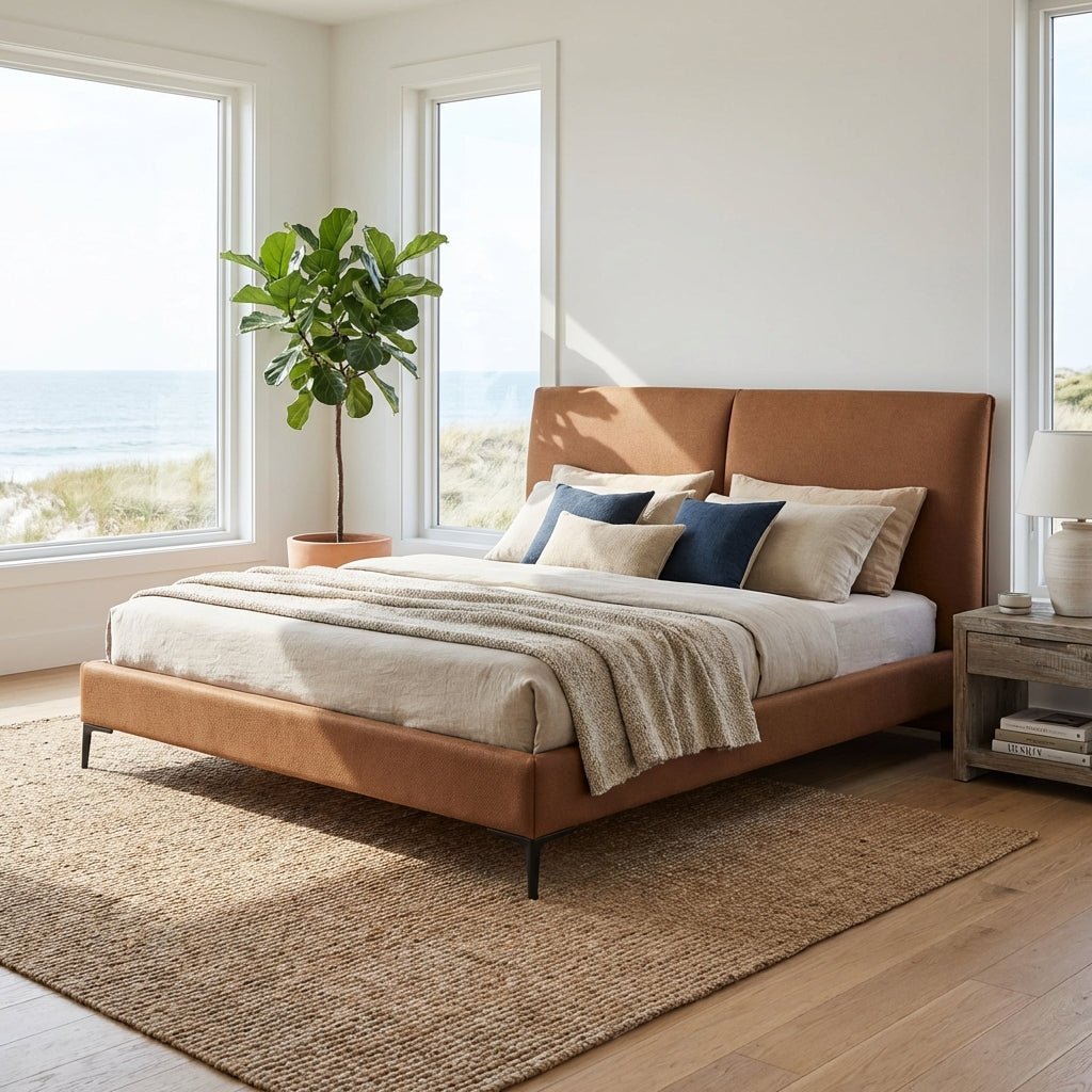 Berlin Caramel Leather Bed