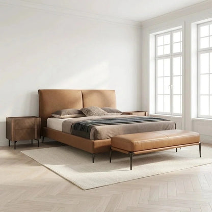 Berlin Caramel Leather Bed