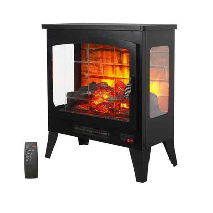 21 InchThree-sided Freestanding Electric Fireplace Stove Heater With 3D Flame Effect With Remote Control--Self-pickup Is Not Supported
