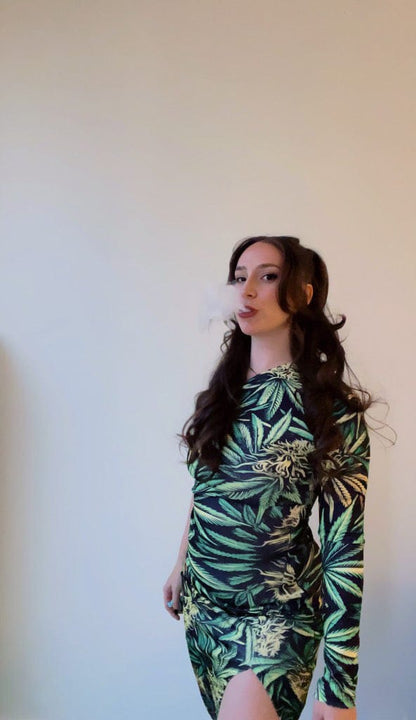 Big Buds One-Shoulder Slit Maxi Dress