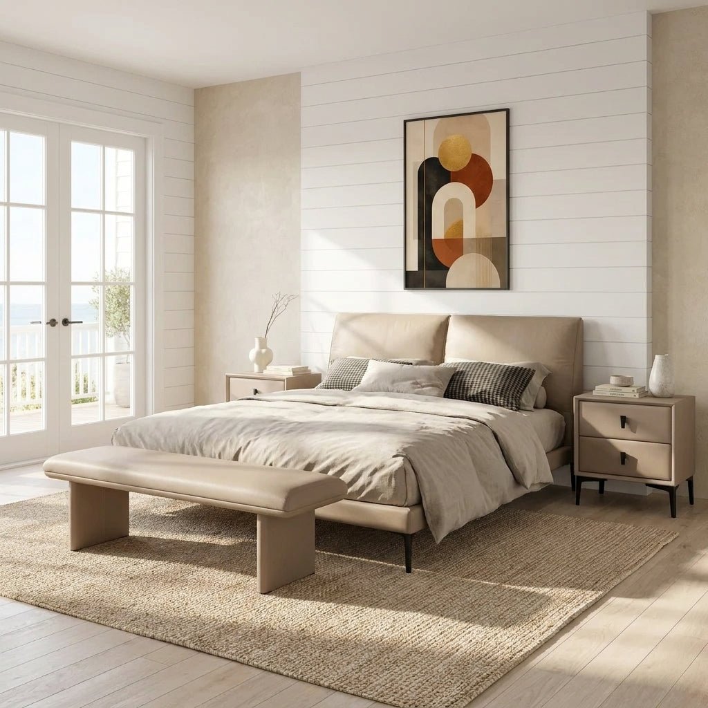 Brașov Two-Drawer Nightstand in Beige