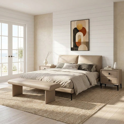 Brașov Two-Drawer Nightstand in Beige