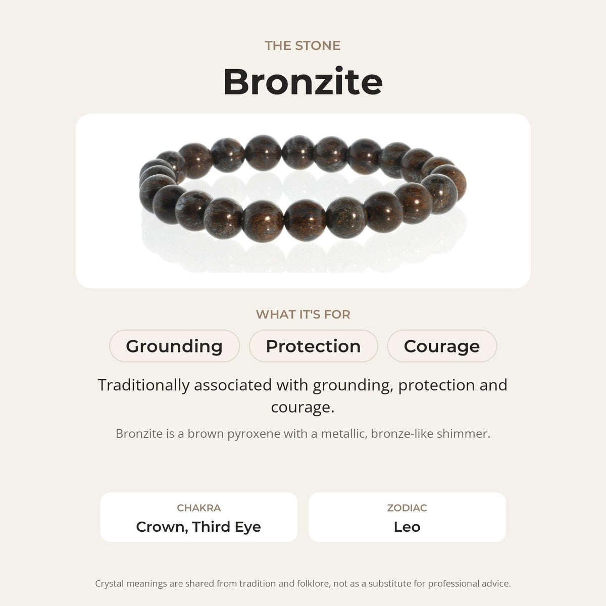 Bronzite Round Bracelet - 8mm