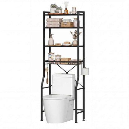 68-inch Independent Bathroom Storage Rack, Iron And Wood Material Toilet Above Storage Rack, Used For Placing Towels And Toiletries In The Bathroom