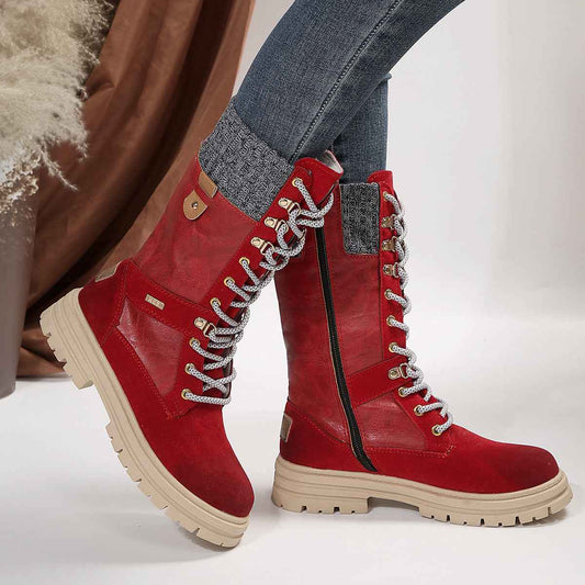 Women's Casual Mid-Calf Boots – Low Heel PU Leather Fashion Footwear
