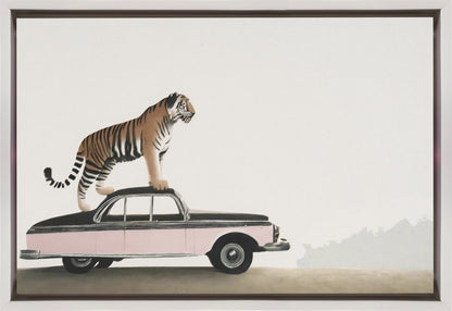 Wall art Tiger on a car roof